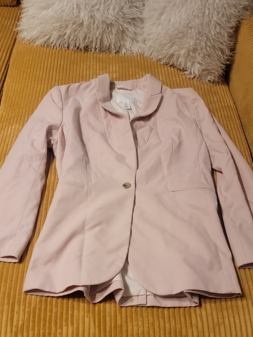 🍍3 For 25🍍H&M Women's Light Pink Peach Single-Button Blazer Jacket